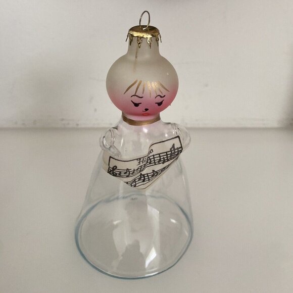 De Carlini Italian Hand Blown Vintage‎ Christmas Ornament Female Angel Bell 60s - Picture 1 of 16